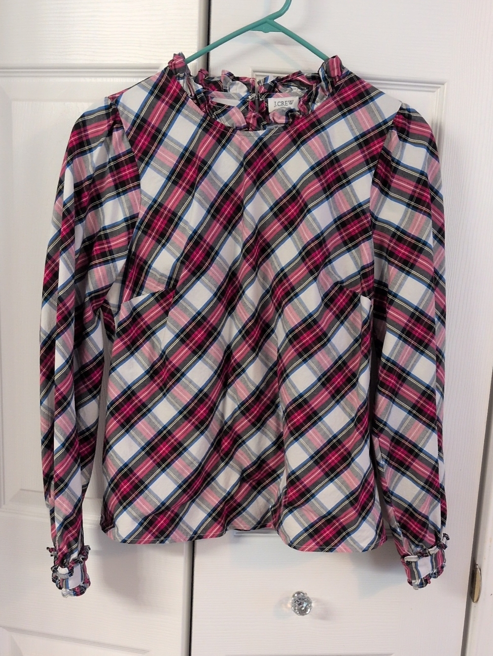 J. Crew Factory Plaid Tartan Fall Blouse Size Small